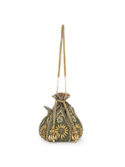 Lotus Faux Silk Embellished Potli
