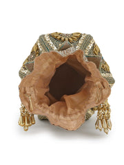 Lotus Faux Silk Embellished Potli