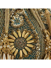 Lotus Faux Silk Embellished Potli