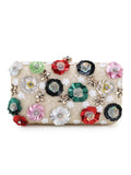 Adorn Faux Silk Floral Embellished Clutch