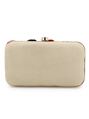 Adorn Faux Silk Floral Embellished Clutch
