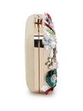 Adorn Faux Silk Floral Embellished Clutch