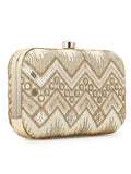 Tulle Faux Silk Chevron Embroidered Clutch