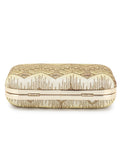 Tulle Faux Silk Chevron Embroidered Clutch