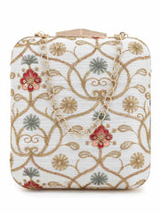 Vista Faux Silk Ethnic Motifs Embroidered Clutch