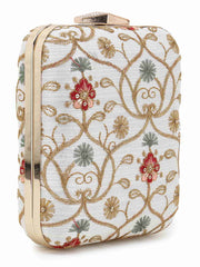 Vista Faux Silk Ethnic Motifs Embroidered Clutch