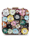 Vista Faux Silk Floral Embellished Clutch