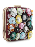 Vista Faux Silk Floral Embellished Clutch