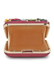 Vista Faux Silk Floral Embellished Clutch