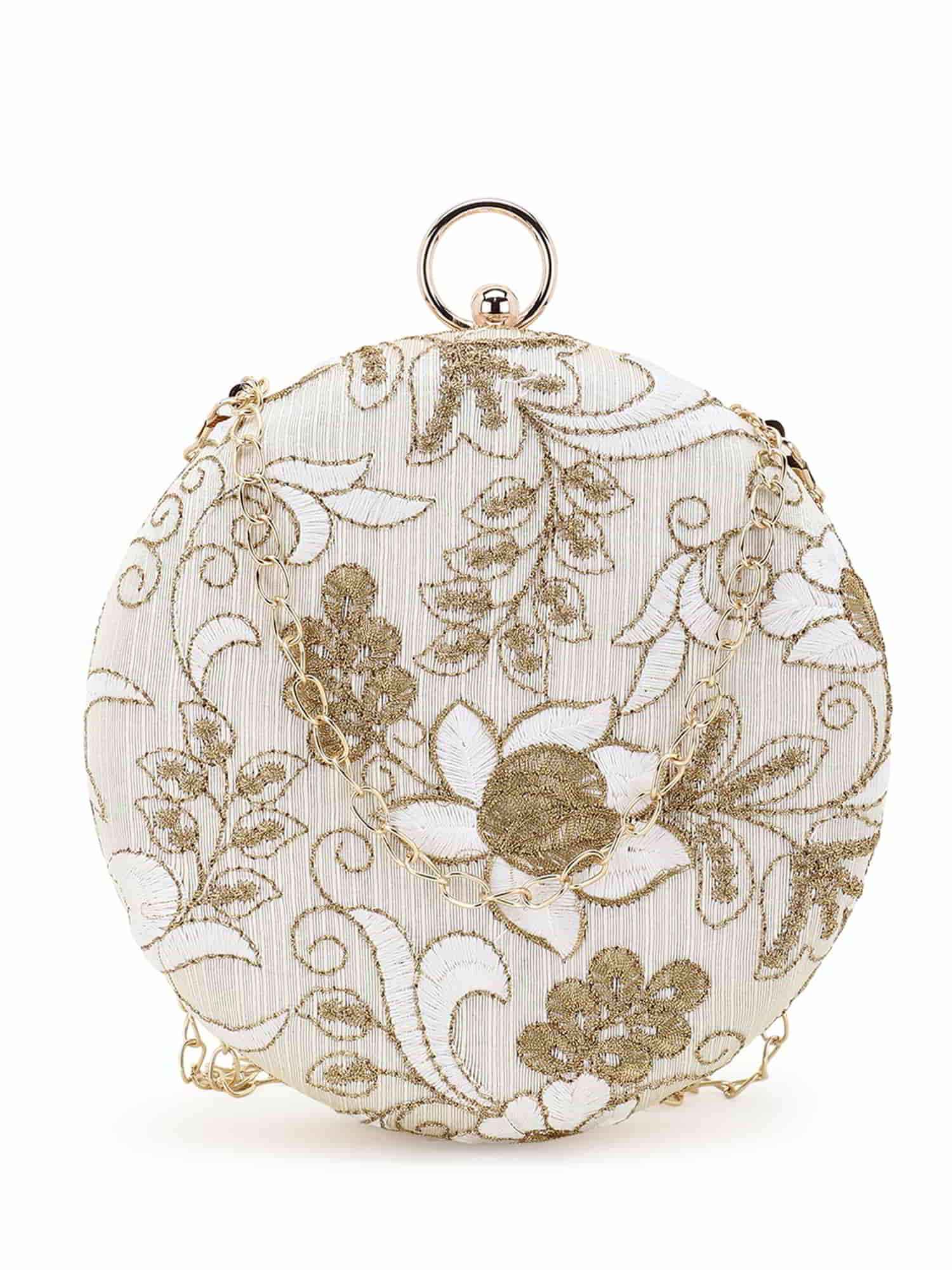 Gala Faux Silk Floral Embroidered Clutch