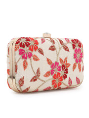 Tulle Faux Silk Floral Embroidered Clutch