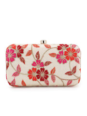 Tulle Faux Silk Floral Embroidered Clutch