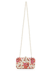 Tulle Faux Silk Floral Embroidered Clutch