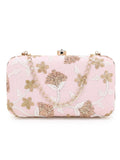 Tulle Faux Silk Floral Embroidered Clutch