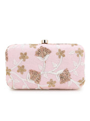 Tulle Faux Silk Floral Embroidered Clutch