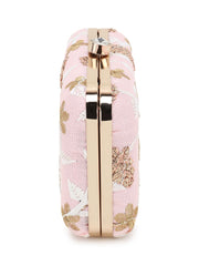 Tulle Faux Silk Floral Embroidered Clutch