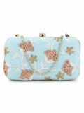 Tulle Faux Silk Floral Embroidered Clutch