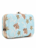 Tulle Faux Silk Floral Embroidered Clutch