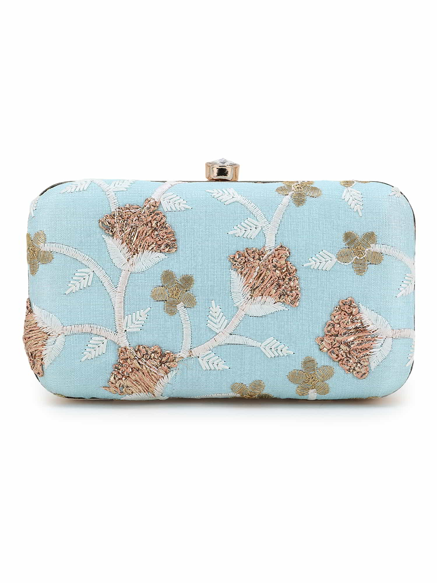 Tulle Faux Silk Floral Embroidered Clutch