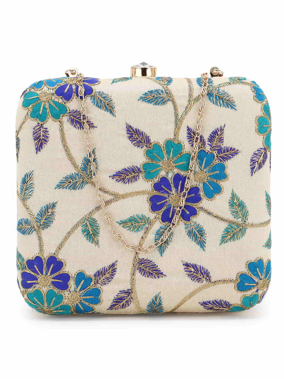 Vista Faux Silk Floral Embroidered Clutch