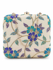 Vista Faux Silk Floral Embroidered Clutch