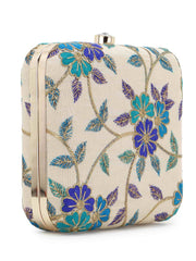 Vista Faux Silk Floral Embroidered Clutch