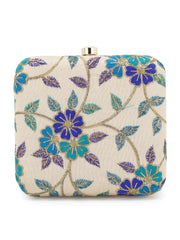 Vista Faux Silk Floral Embroidered Clutch