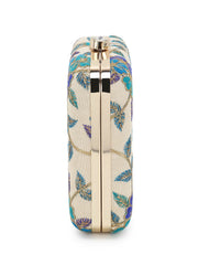 Vista Faux Silk Floral Embroidered Clutch