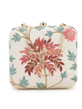 Vista Faux Silk Botanical Embroidered Clutch