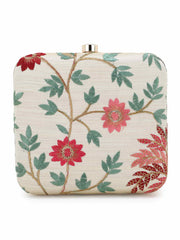 Vista Faux Silk Botanical Embroidered Clutch