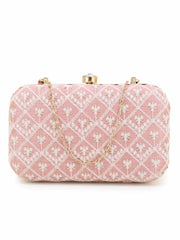 Tulle Faux Silk Ethnic Motifs Embroidered Clutch