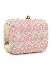 Tulle Faux Silk Ethnic Motifs Embroidered Clutch
