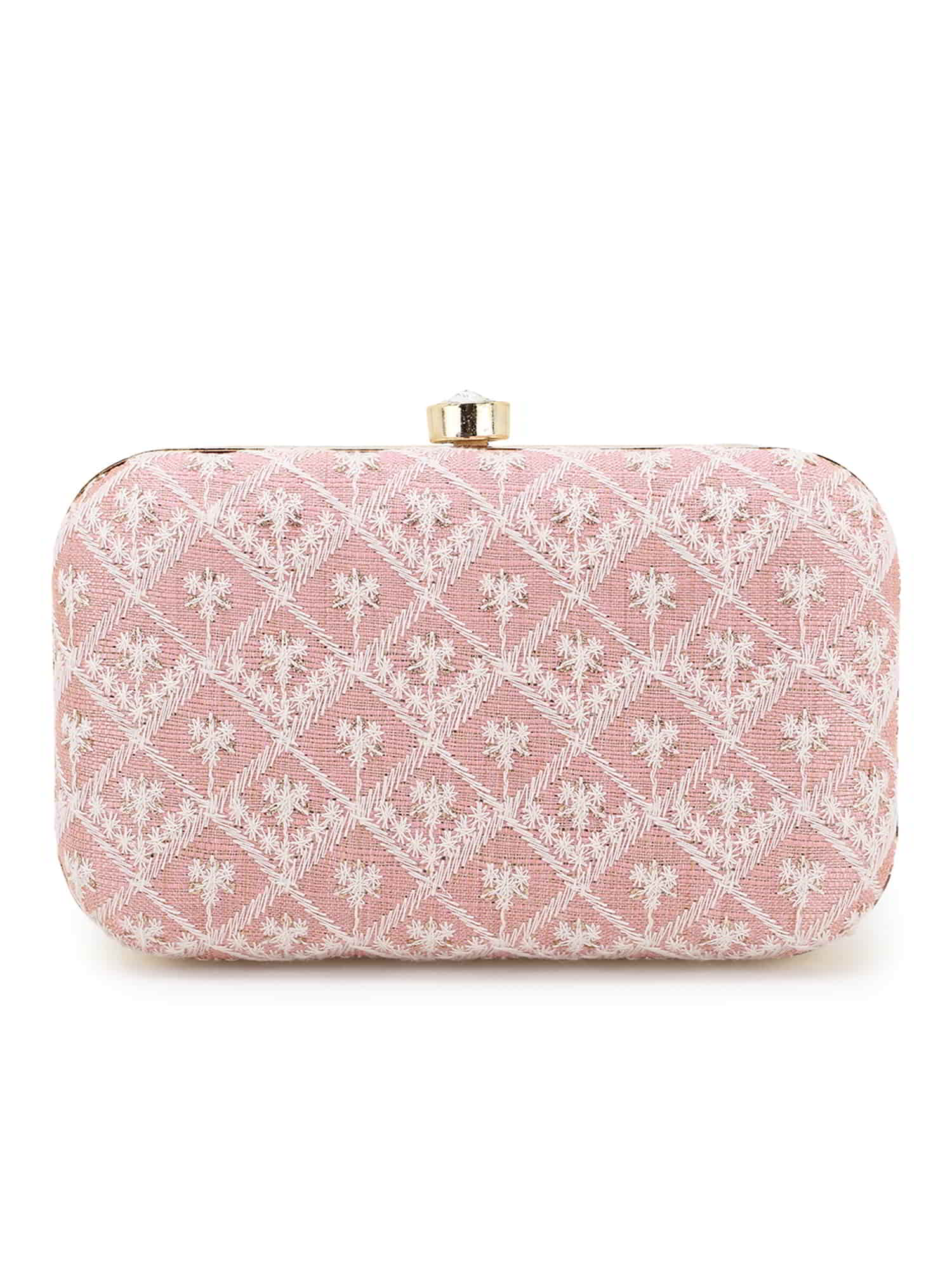 Tulle Faux Silk Ethnic Motifs Embroidered Clutch