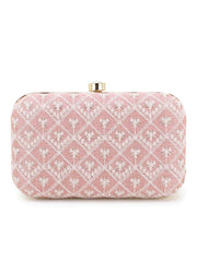 Tulle Faux Silk Ethnic Motifs Embroidered Clutch