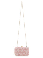 Tulle Faux Silk Ethnic Motifs Embroidered Clutch