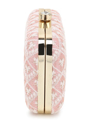 Tulle Faux Silk Ethnic Motifs Embroidered Clutch