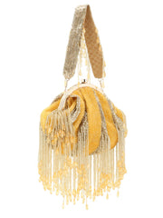 Pochette Faux Silk Stripe Embellished Clutch