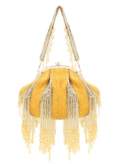 Pochette Faux Silk Stripe Embellished Clutch