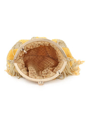 Pochette Faux Silk Stripe Embellished Clutch