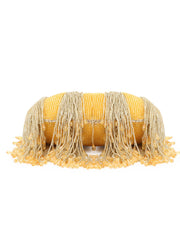 Pochette Faux Silk Stripe Embellished Clutch