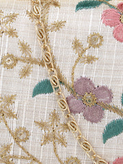 Hue Faux Silk Floral Embroidered Box Clutch