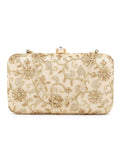 Hue Faux Silk Floral Embroidered Box Clutch