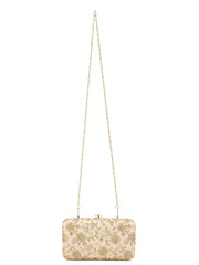 Hue Faux Silk Floral Embroidered Box Clutch