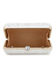 Hue Faux Silk Sequin Embroidered Box Clutch