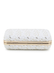 Hue Faux Silk Sequin Embroidered Box Clutch
