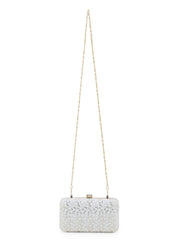 Hue Faux Silk Sequin Embroidered Box Clutch