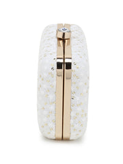 Hue Faux Silk Sequin Embroidered Box Clutch
