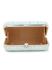 Hue Faux Silk Sequin Embroidered Box Clutch