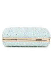 Hue Faux Silk Sequin Embroidered Box Clutch