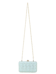 Hue Faux Silk Sequin Embroidered Box Clutch